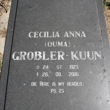 KUUN Cecilia Anna, Grobler 1923-2006