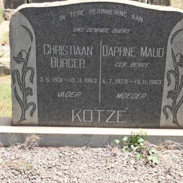 KOTZÉ Christiaan Burger 1931-1963 &amp; Daphne Maud BERRY 1929-1963