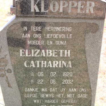KLOPPER Elizabeth Catharina  1920-2002