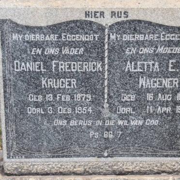 KRUGER Daniel Frederick 1879-1954 &amp; Aletta E.F. WAGENAAR 1899-1985