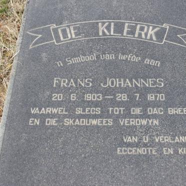 KLERK Frans Johannes, de 1903-1970