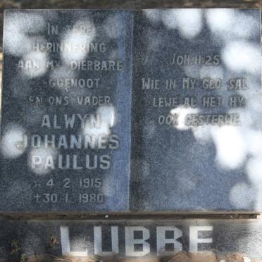 LUBBE Alwyn Johannes Paulus 1915-1980