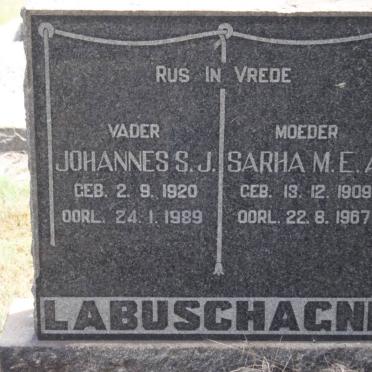 LABUSCHAGNE Johannes S.J. 1920-1989 &amp; Sarha M.E.A. 1909-1967