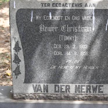 MERWE Renier Christiaan, van der 1903-1958
