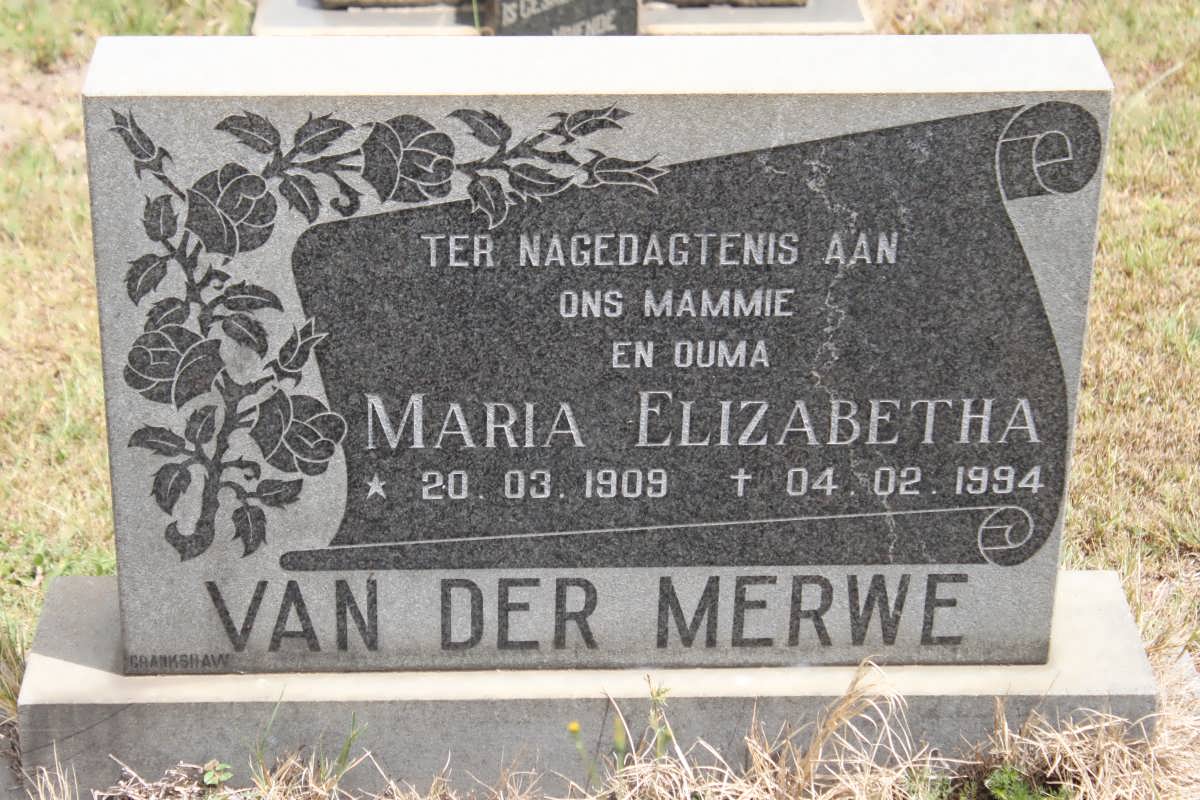MERWE Maria Elizabetha, van der 1909-1994