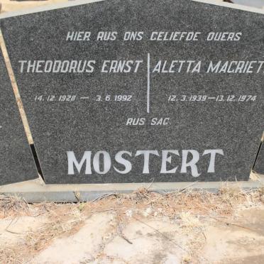 MOSTERT Theodorus Ernst 1928-1992 &amp; Aletta Magrieta 1938-1974