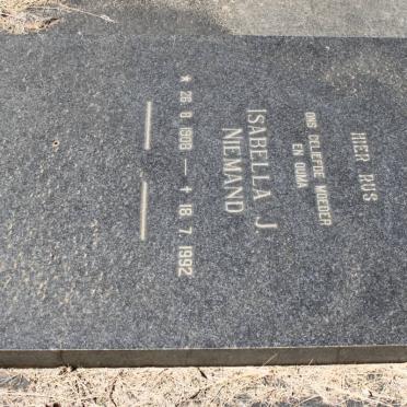 NIEMAND Isabella J. 1908-1992