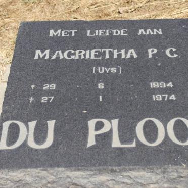 PLOOY Magrietha P.C., du nee UYS 1894-1974