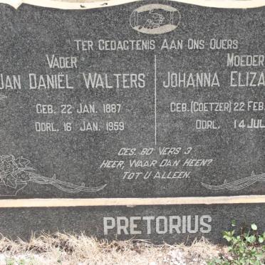 PRETORIUS Jan Daniël 1887-1959 &amp; Johanna Elizabeth COETZER 1904-1968