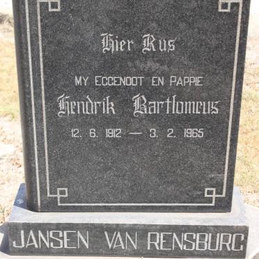 RENSBURG Hendrik Bartlomeus, Jansen van 1912-1965