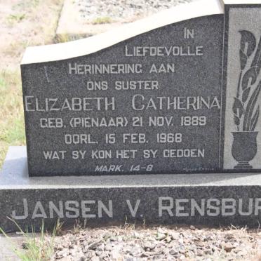 RENSBURG Elizabeth Catharina, Jansen v. geb PIENAAR 1889-1968