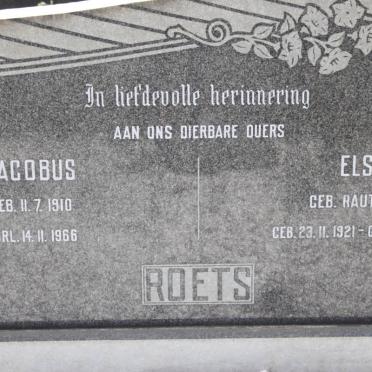 ROETS Jacobus 1910-1966 &amp; Elsie RAUTENBACH 1921-2001