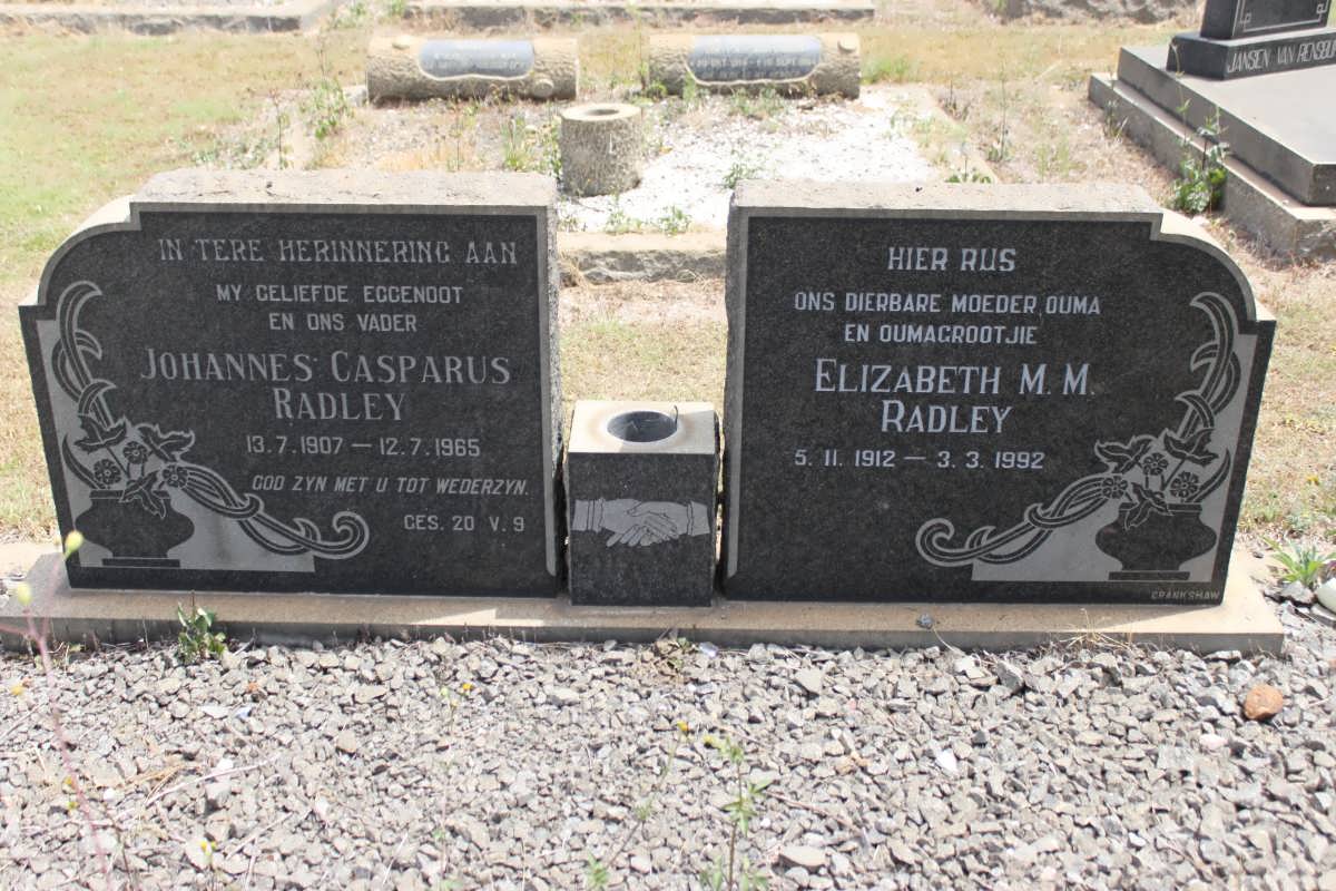 RADLEY Johannes Casparus 1907-1965 &amp; Elizabeth M.M. 1912-1992
