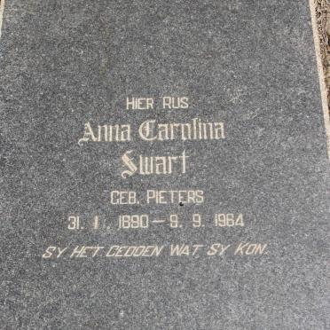 SWART Anna Carolina geb PIETERS 1890-1964