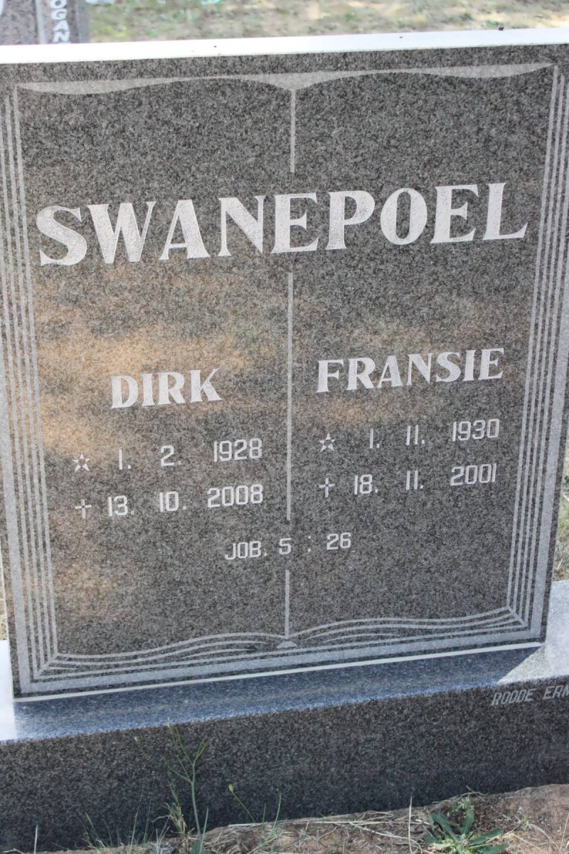 SWANEPOEL Dirk 1928-2008 &amp; Fransie 1930-2001