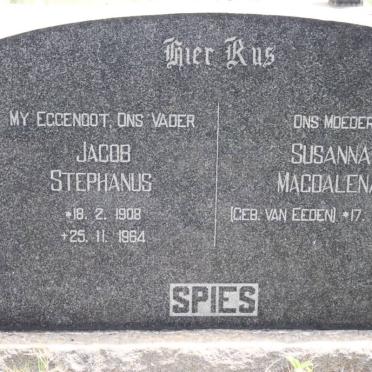 SPIES Jacobus Stephanus 1908-1964 &amp; Susanna Magdalena  VAN EEDEN 1914-