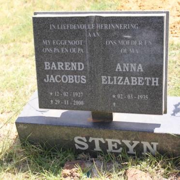 STEYN Barend Jacobus 1927-2000 &amp; Anna Elizabeth 1935-