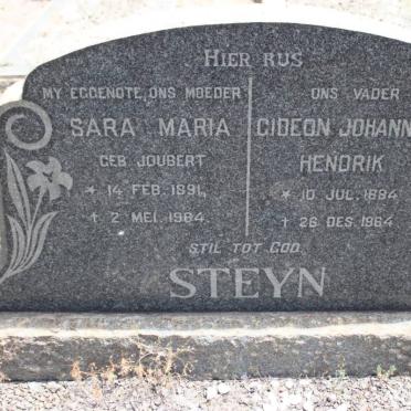 STEYN Gideon Johannes Hendrik 1884-1964 &amp; Sara Maria JOUBERT 1891-1984
