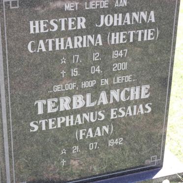 TERBLANCHE Stephanus Esaias 1942- &amp; Hester Johanna Catharina 1947-2001