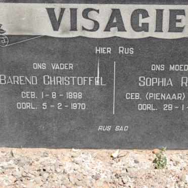 VISAGIE Barend Christoffel 1898-1970 &amp; Sophia Regina PIENAAR 1891-1970