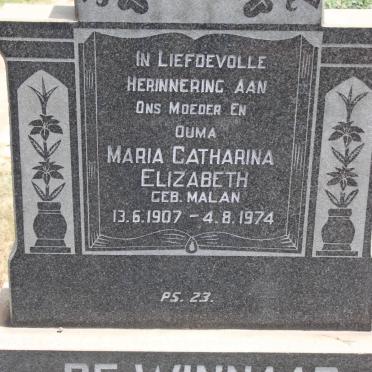 WINNAAR Maria Catharina Elizabeth, de geb MALAN 1907-1974