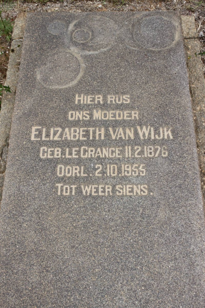 WIJK Elizabeth, van nee LE GRANGE 1876-1955