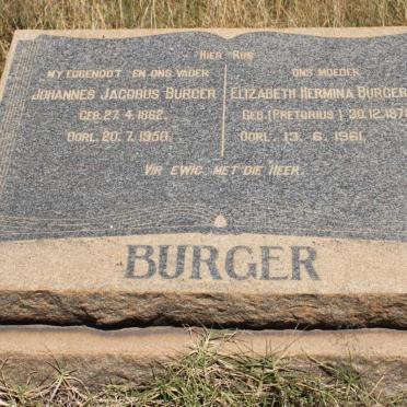 BURGER Johannes Jacobus 1862-1950 &amp; Elizabeth Hermina PRETORIUS 1878-1961