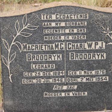 BROODRYK Charl W.P.J. 1876-1954 &amp; Magrietha M.C. LEONARD 1884-1946