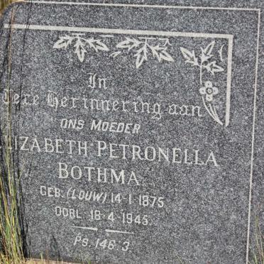 BOTHMA Elizabeth Petronella geb LOUW 1875-1945