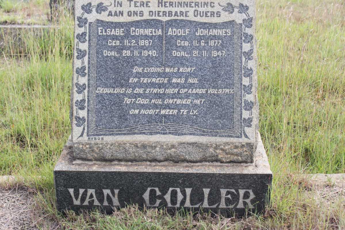 COLLER Adolf Johannes, van 1877-1947 &amp; Elsabe Cornelia 1887-1940