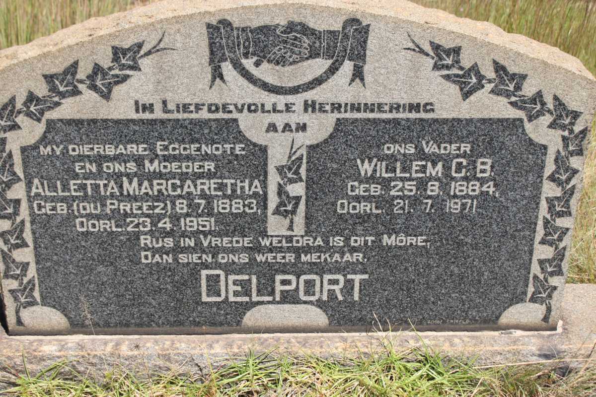 DELPORT Willem C.B. 1884-1971 &amp; Alletta Margaretha DU PREEZ 1883-1951