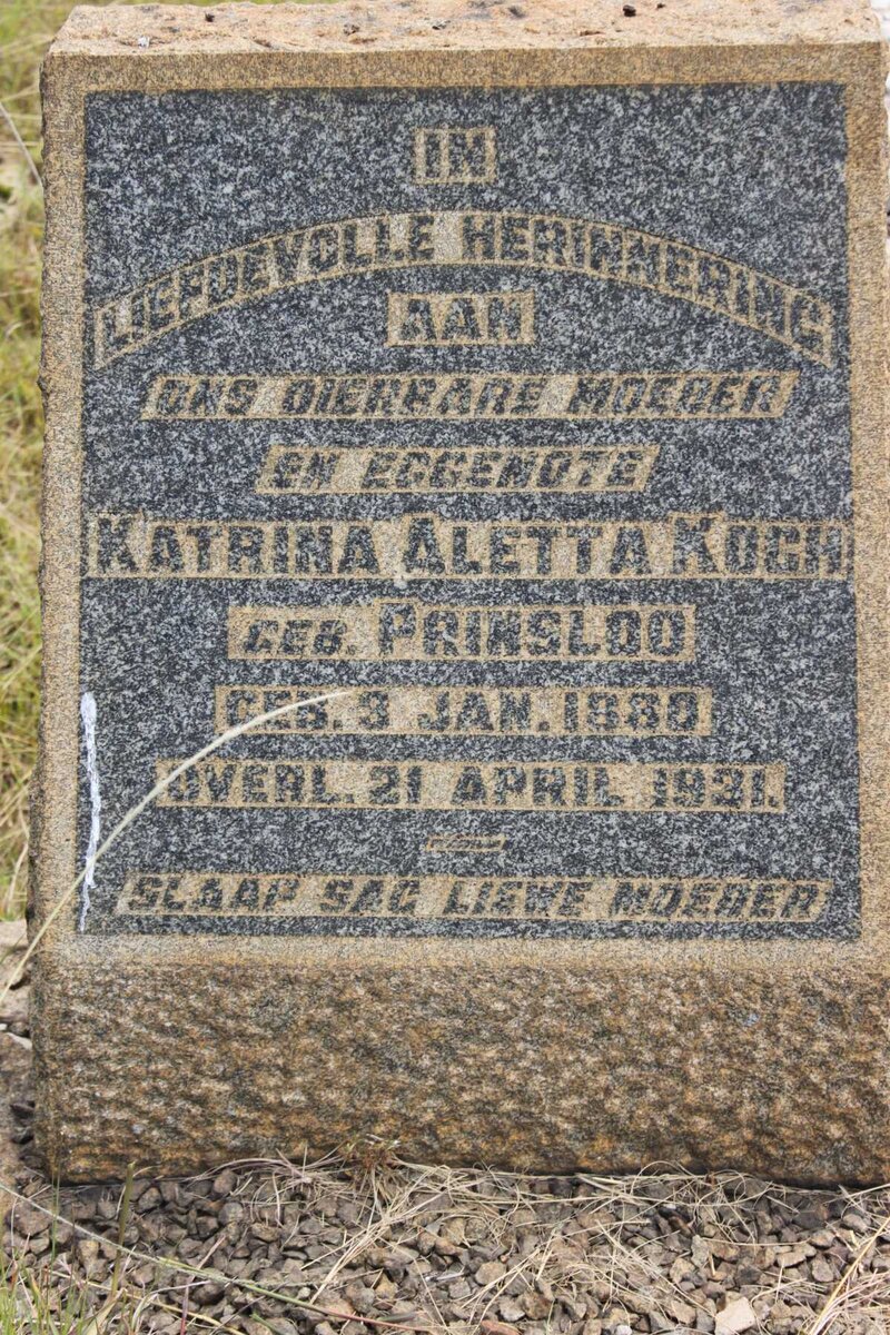 KOCH Katrina Aletta geb PRINSLOO 1880-1931
