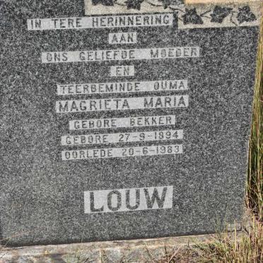 LOUW Magrieta Maria geb BEKKER 1894-1983