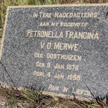 MERWE Petronella Francina, v.d. geb OOSTHUIZEN 1876-1955