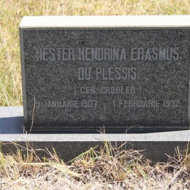 PLESSIS Hester Hendrina Erasmus, du nee GROBLER 1907-1992
