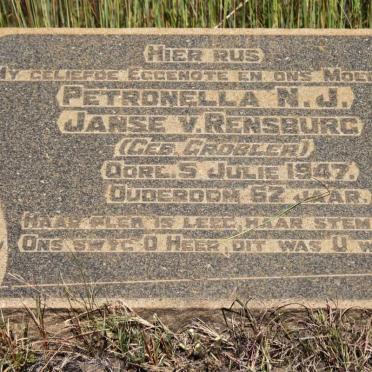 RENSBURG Petronella N.J., Janse v. geb GROBLER -1947