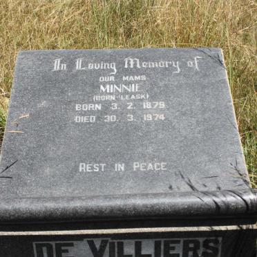 VILLIERS Minnie, de nee LEASK 1879-1974