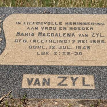 ZYL Maria Magdalena, van geb NEETHLING 1898-1948