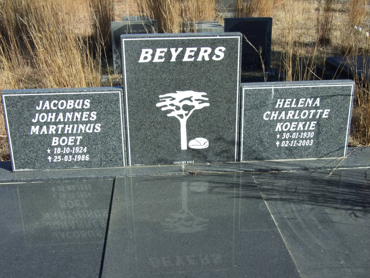 BEYERS Jacobus Johannes Marthinus 1924-1986 &amp; Helena Charlotte 1930-2003