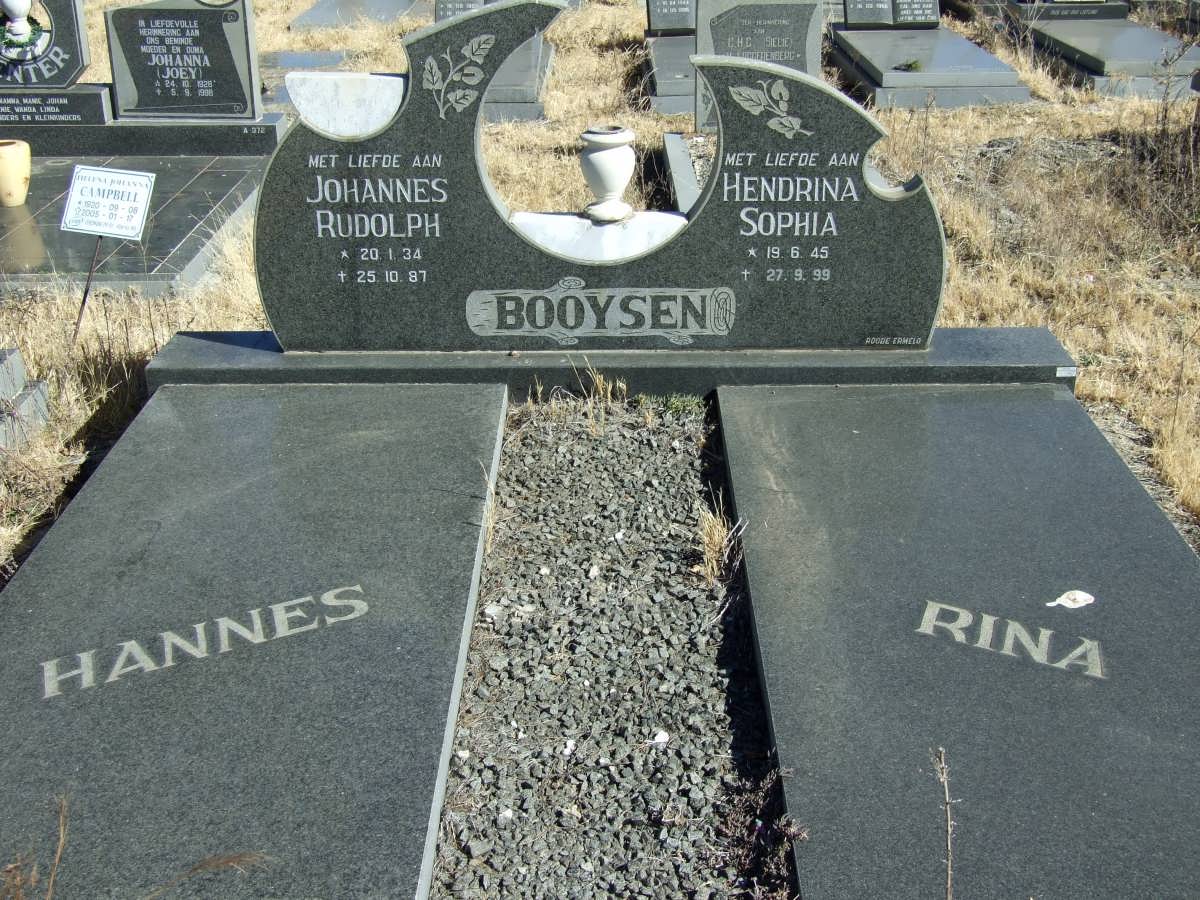 BOOYSEN Johannes Rudolph 1934-1987 &amp; Hendrina sophia 1945-1999