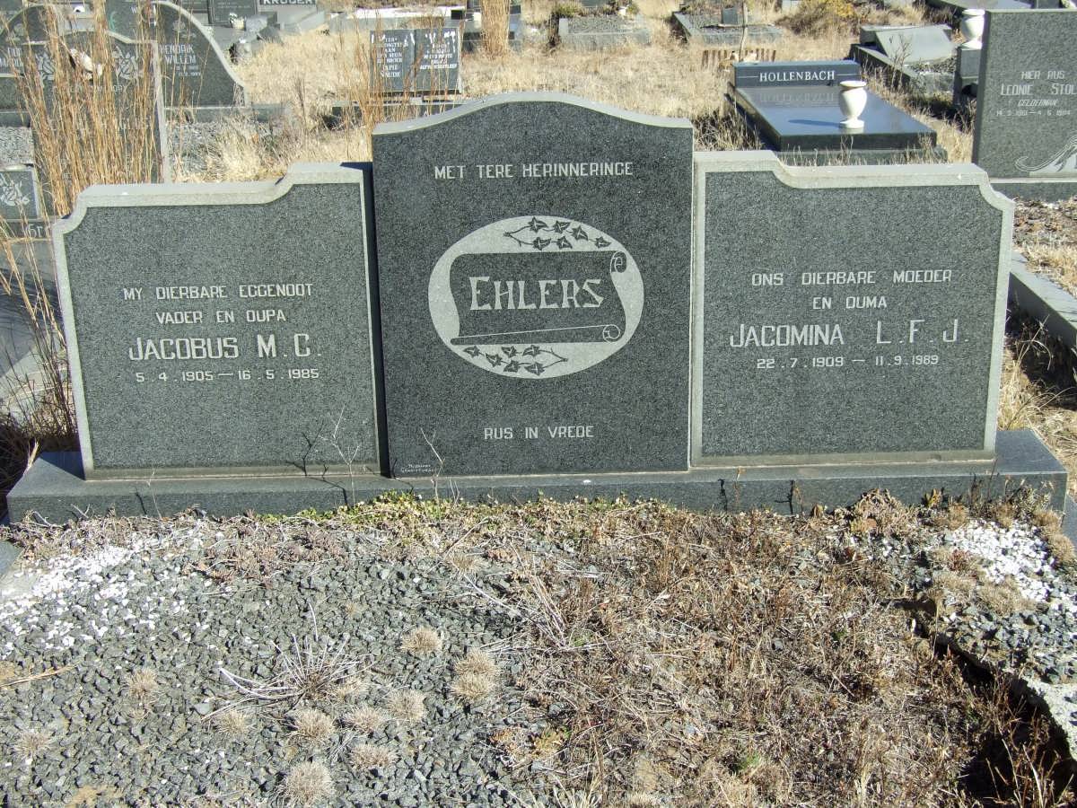 EHLERS Jacobus M.C. 1905-1985 &amp; Jacomina L.F.J. 1909-1989