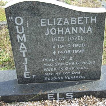 ELS Elizabeth Johanna nee DAVEL 1908-1996