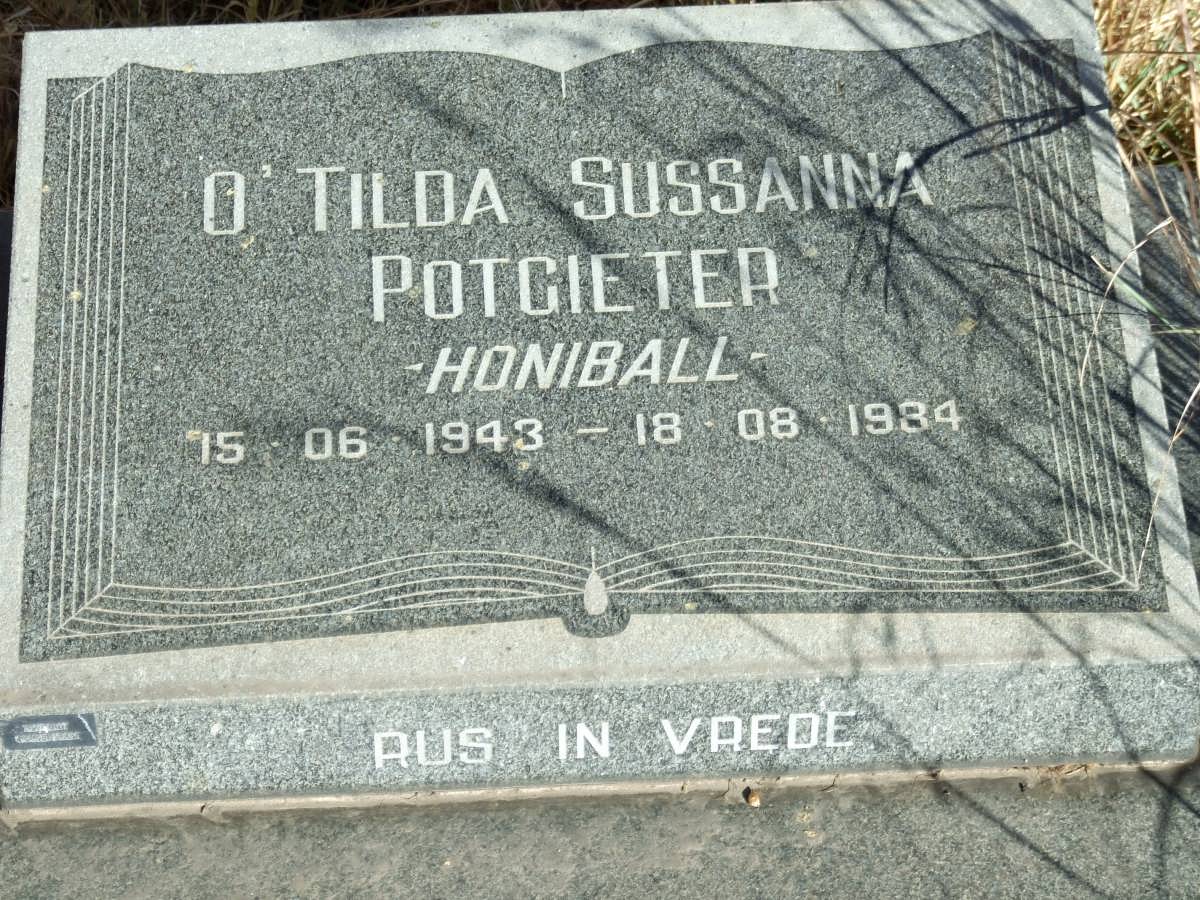 POTGIETER O’Tilda Sussanna nee HONIBALL 1943-1984