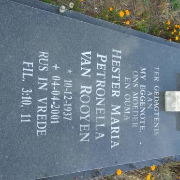 ROOYEN Hester Maria Petronella, van 1937-2001