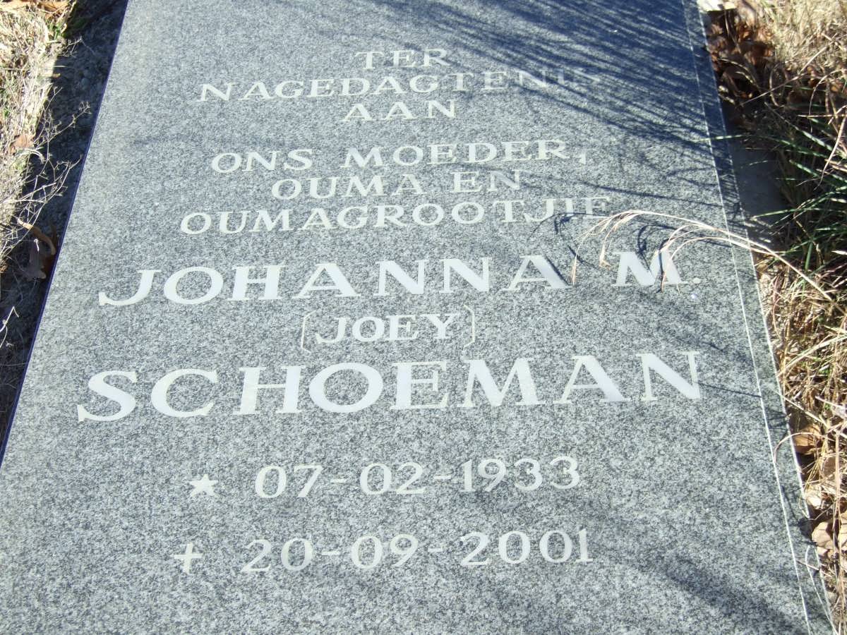 SCHOEMAN Johanna M. 1933-2001