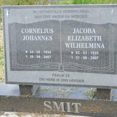 SMIT Cornelius Johannes 1934-2007 &amp; Jacoba Elizabeth Wilhelmina 1935-2007