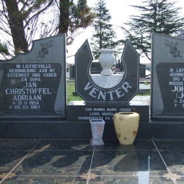 VENTER Jan Christoffel Adriaan 1924-1987 &amp; Johanna 1928-1998