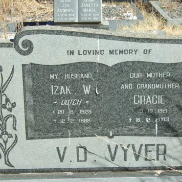 VYVER Izak.W., v.d. 1928-1986 &amp; Gracie 1921-2003
