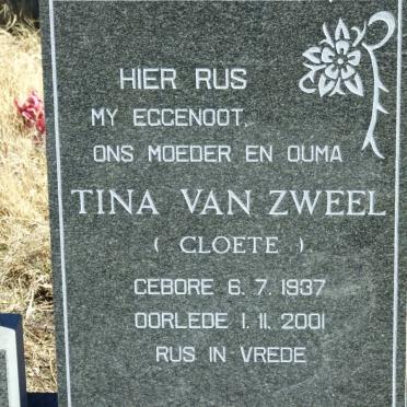 ZWEEL Tina, van nee CLOETE 1937-2001