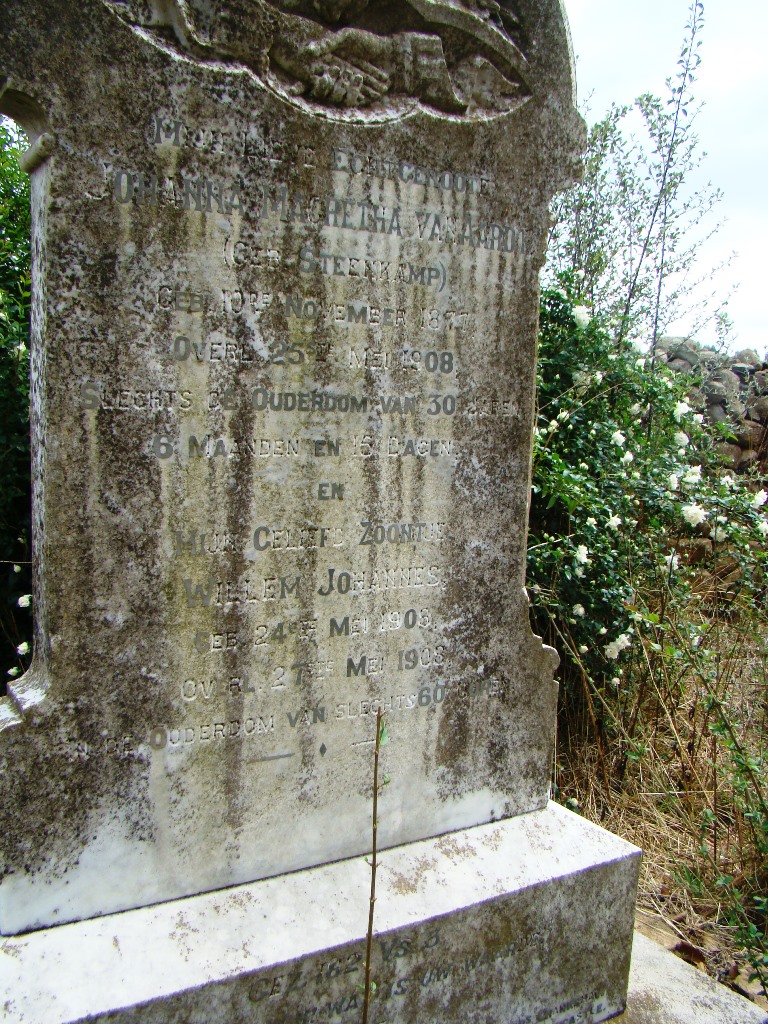 AARDT Johanna Magretha, van nee STEENKAMP 1877-1908 :: AARDT Willem Johannes, van 1908-1908